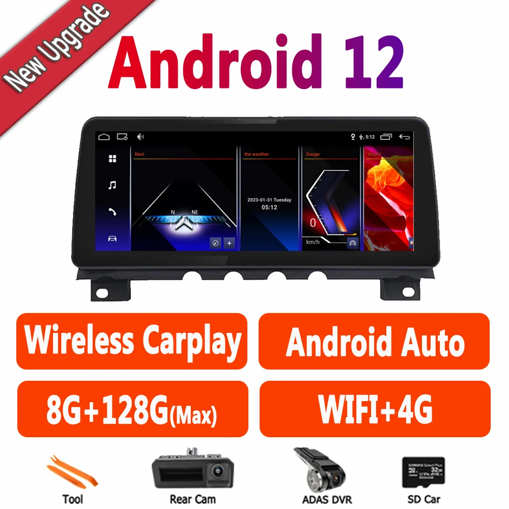 

Автомобильный мультимедийный плеер Apple Carplay, 4G Wi-Fi радио, GPS, сенсорный экран 12 дюймов, для BMW 7 серии F01 F02 CIC NBT