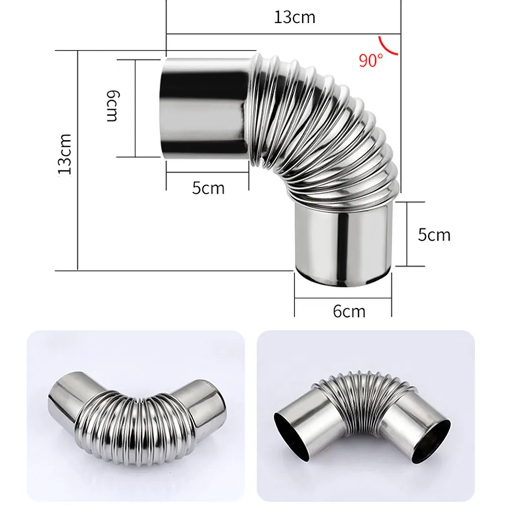 

Elbow Pipe 60/70/80mm Stainless-Steel 90 Degree Chimney Liner Bend 90° Multi Flue Stove Pipe For Outdoor Camping Accessories