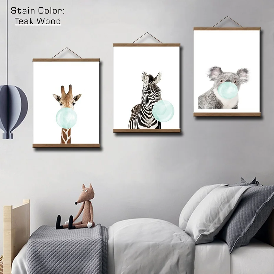 Magnetic Poster Hanger Frame Teak Wooden Hanger Frame Natural Painting Photo Frame Canvas Wall Art Craft Frame Art Hanger