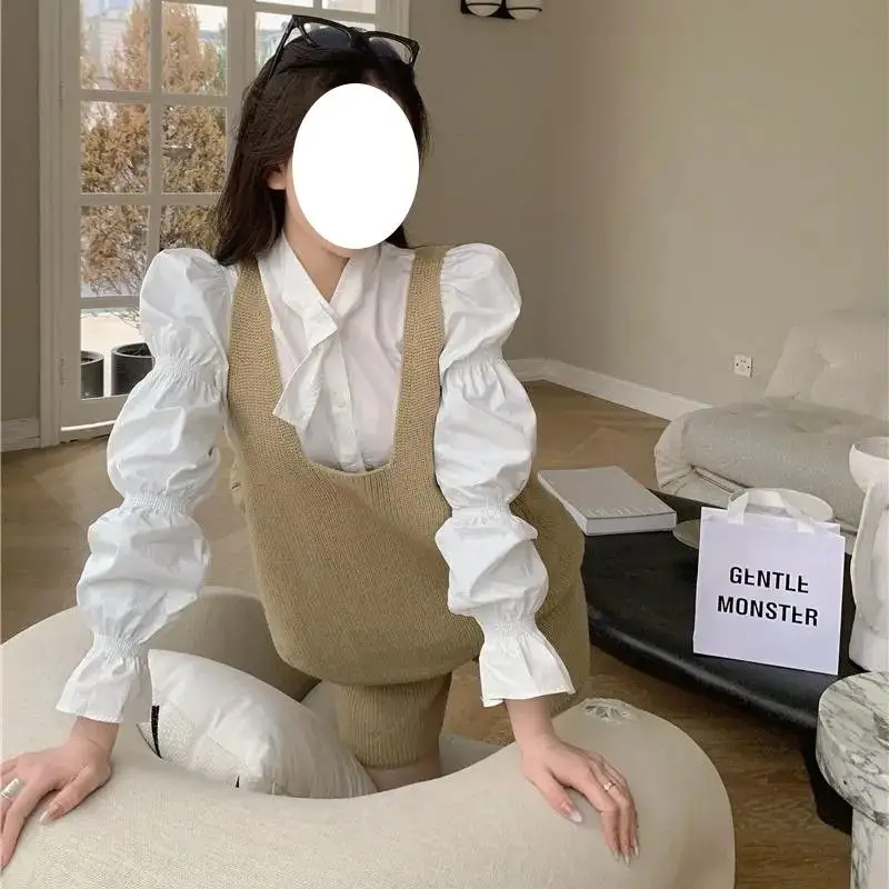 Korejpaa повседневный женский комплект корейская мода женская рубашка с объемными