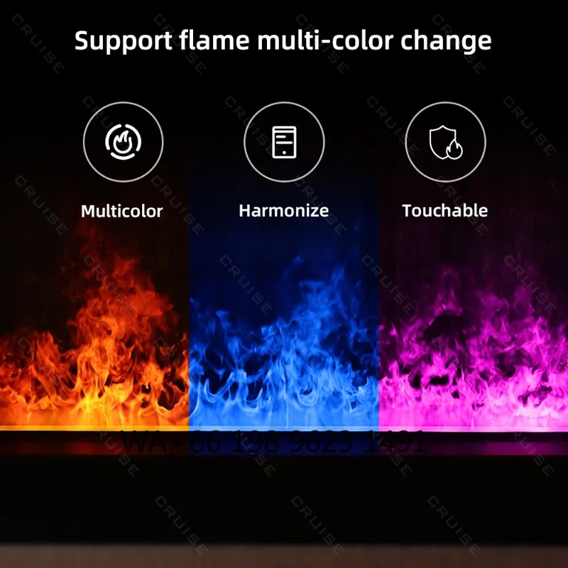 Фото Светодиодный 3D-камин с дистанционным управлением, паровым распылением и RGB-подсветкой, многоцветное пламя для дома, отеля, свадьбы, создания атмосферы в помещении №3