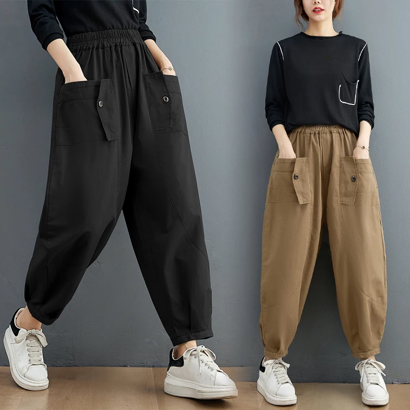 

Spring Korean Pure Color Stitched Cotton Casual Pants For Women Are Thin And Versatile Leggings Harlan Pants