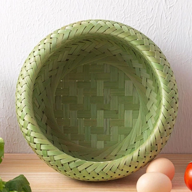 

Bamboo Plaited Articles Bamboo Basket Household Double-Layer Bird's Nest Fruit Bamboo Basket Steamed Bread Basket Storage
