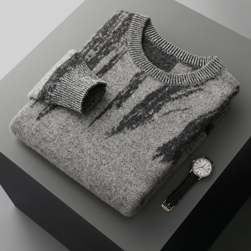 Осень-зима 2024 новинка Мужская Вязаная толстовка с круглым вырезом топ из 100%