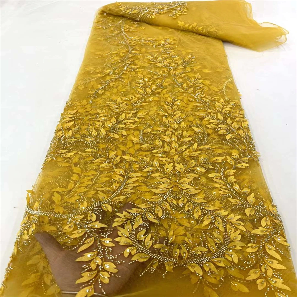 

Африканская бисерная кружевная ткань 2023, высококачественные блестки, кружевной материал, вышивка в нигерийском стиле