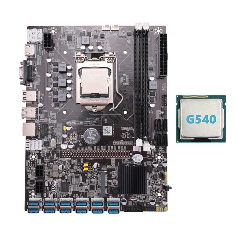 

B75 ETH Mining Motherboard 12 PCIE To USB With G540 CPU LGA1155 MSATA Support 2XDDR3 B75 USB BTC Miner Motherboard