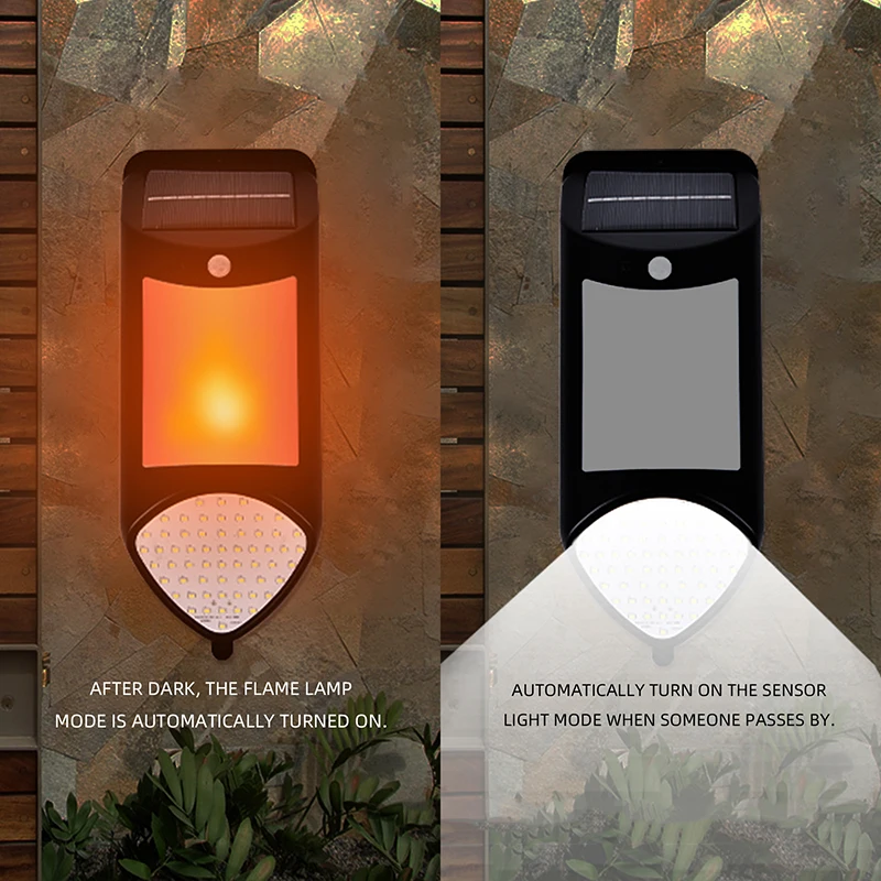 

Solar Decorative Wall Light LED Simulation Flame Night Light Solar Human Body Sensor Light Outdoor Waterproof Garden Light