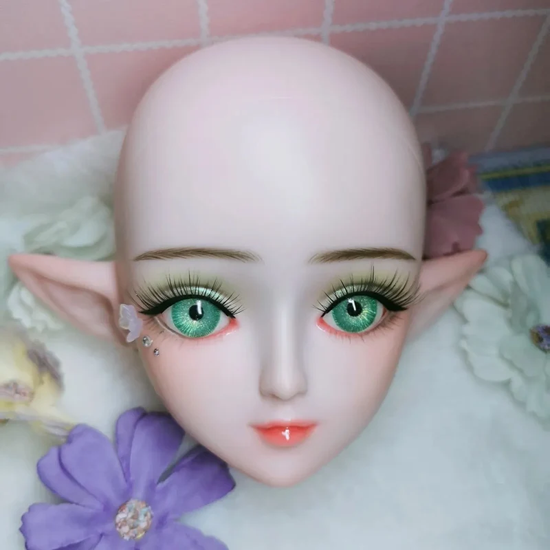 

Новинка 1/3 Bjd Elf Кукла Макияж Аксессуары для головы DIY голова куклы со случайными глазами из смолы белая кожа