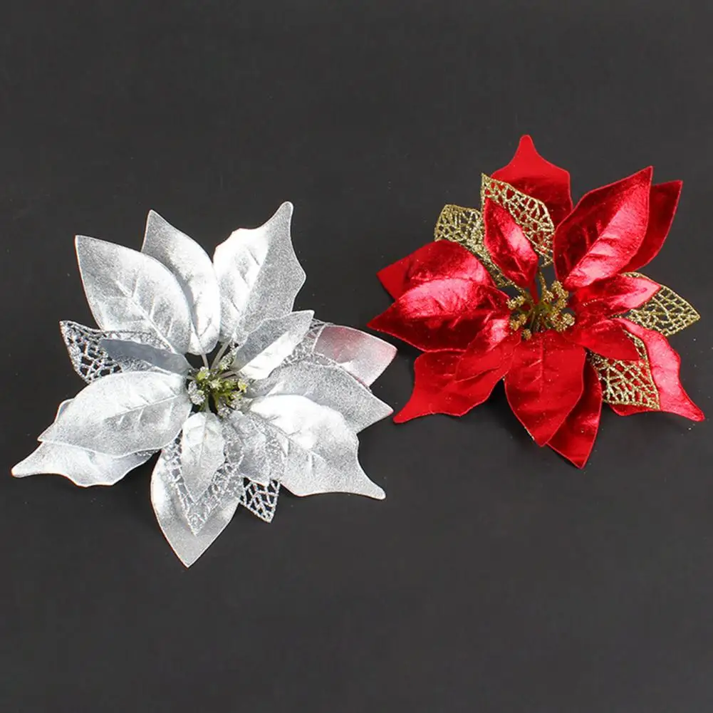 Christmas Fake Flower Vibrant Color Christmas False Flower Easy Maintain Festival Prop  Delicate Xmas Tree Decor Faux Flower
