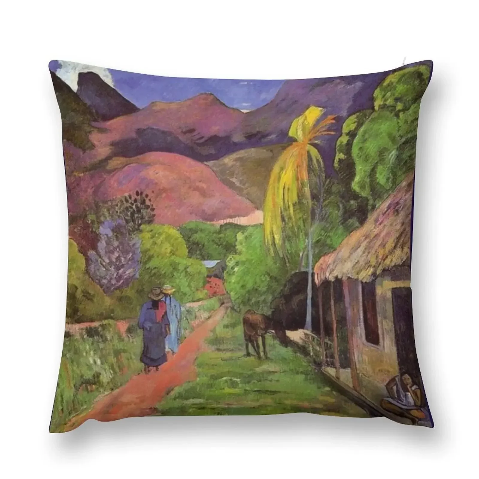 Gauguin - Road in Tahiti декоративная подушка чехлы для подушек гостиной эстетическая