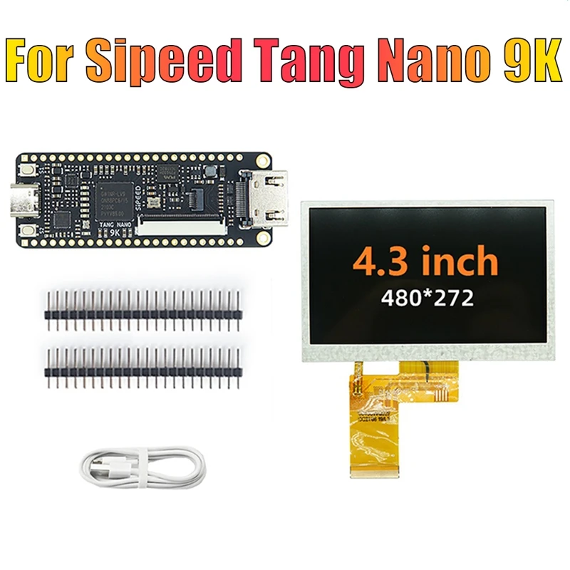 

Для Sipeed Tang Nano 9K FPGA макетная плата, черные детали с 2,5-дюймовым ЖК-экраном, набор GOWIN GW1NR-9 HD с кабелем Type C