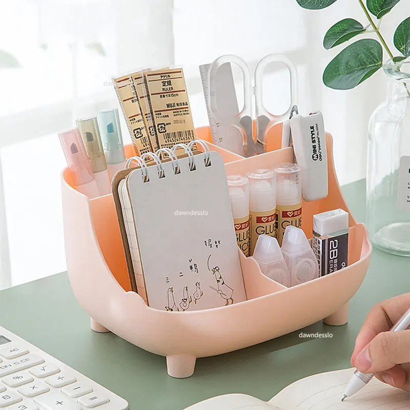 

Stationery Office Organizer Desktop Gird Pencil Desk Creative Stand Multifunctional Makeups Storage 6 School Holder Pen Box