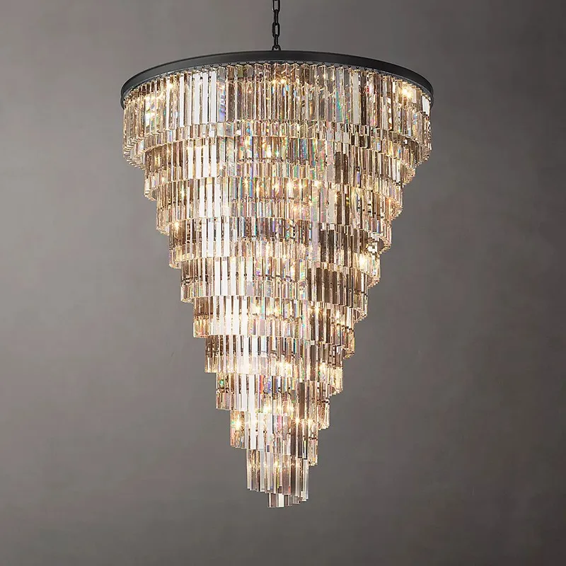 

Modern RH Luxury Crystal K9 Chandelier LED Living Room Dining Room Home Decor Lobby Loft Hotel Round Gloss Lighting Hanging Lamp