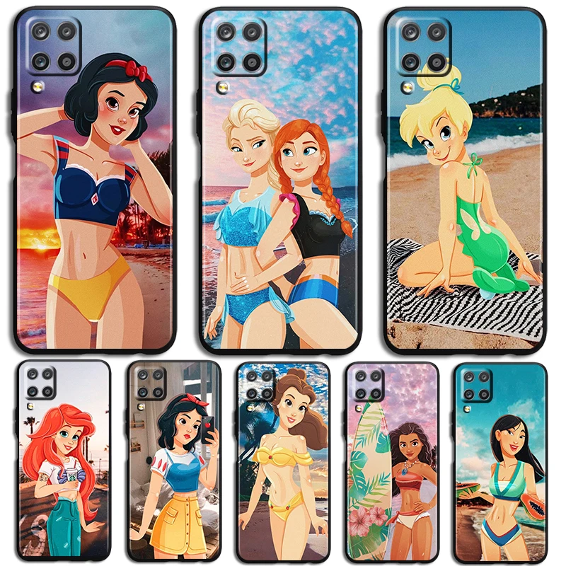 Beautiful beach princess Phone Case For Samsung Galaxy A73 A72 A71 A70 A53 A52 A51 A50 A42 A41 A40 A33 A32 A31 A30 A30S Black