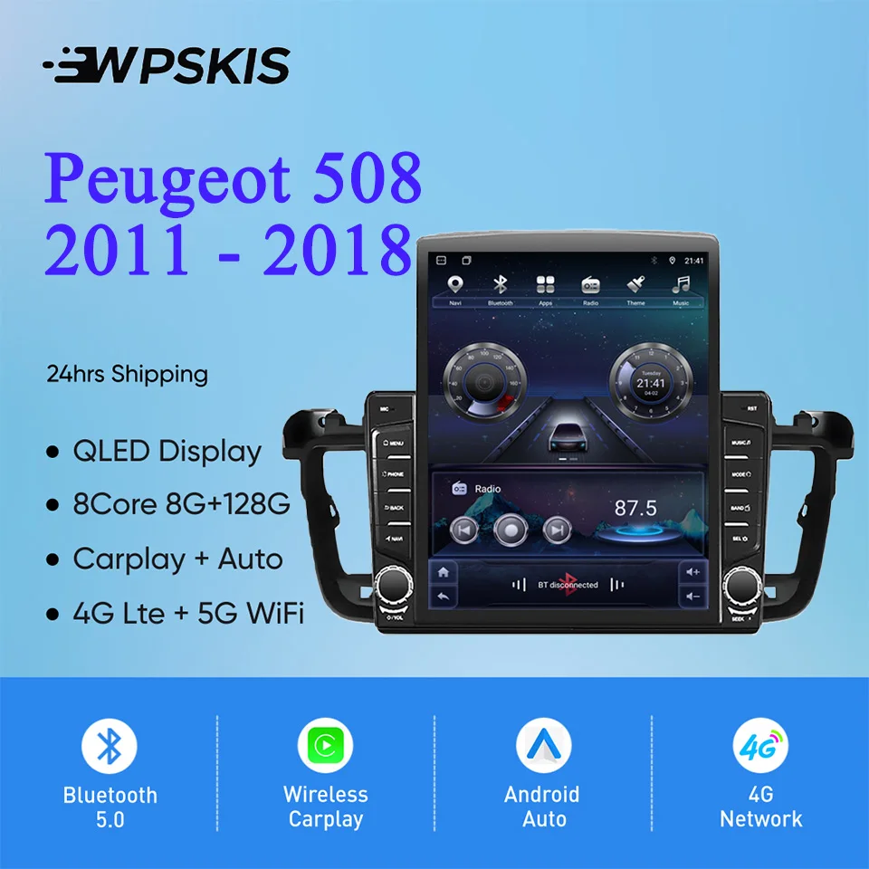 

8-ядерный 8G + 128G Carplay авто радио аудио стерео магнитофон HU головное устройство для Peugeot 508 2011 14 2018 GPS Navi DVD кассета