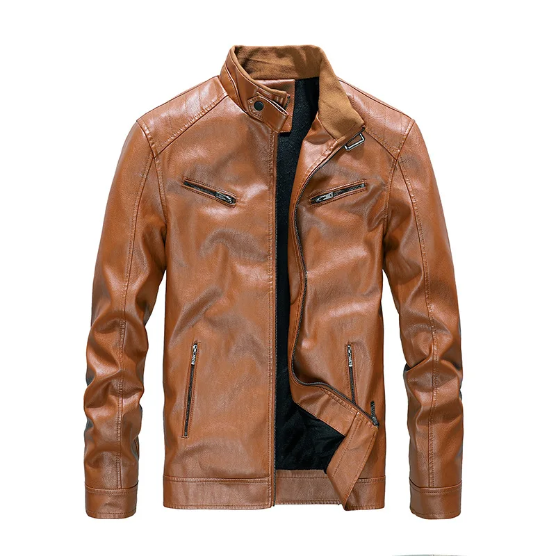 Men Leather Jackets Winter Casual Plus Velvet Thick Coat
