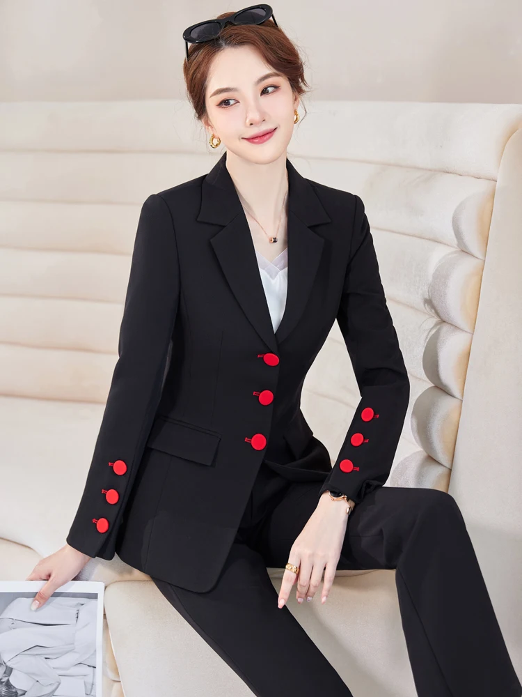 Red and White Autumn New Fashion Fake Two Pieces Casual Small Suit Temperament Suit Coat Professional Suit Small Fragrance Godde