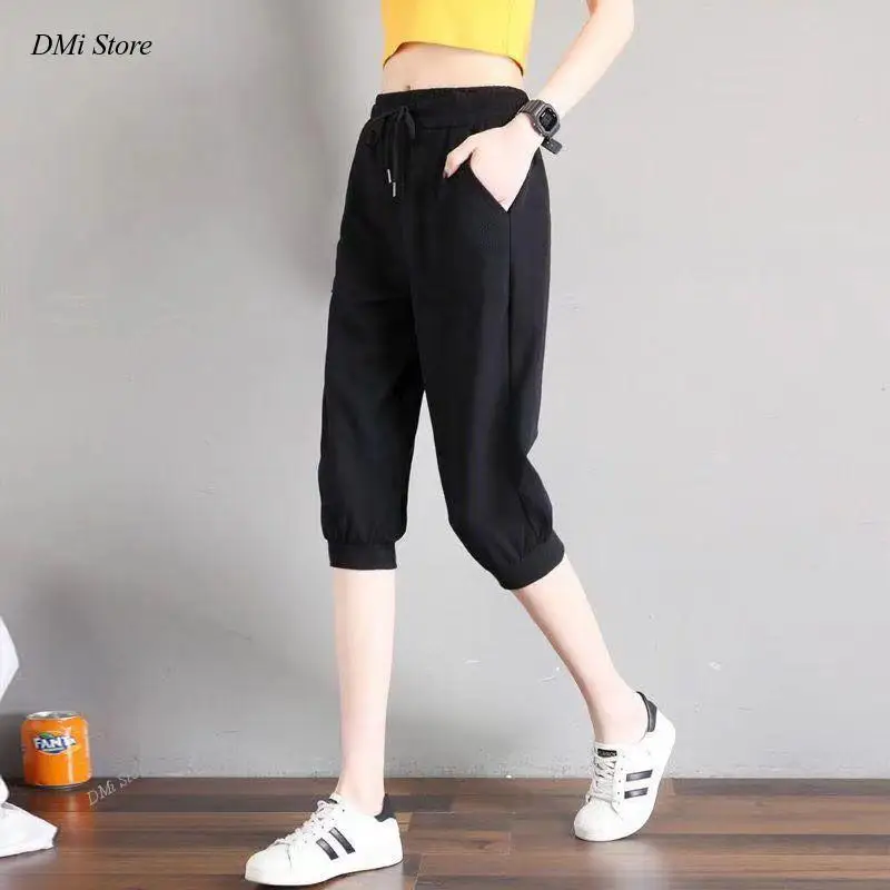 DIMI High Waist Sweatpants Loose Harem Pants Harajuku Plus Size 5XL Women Pants  Summer Fashion Casual Black Cropped Trousers