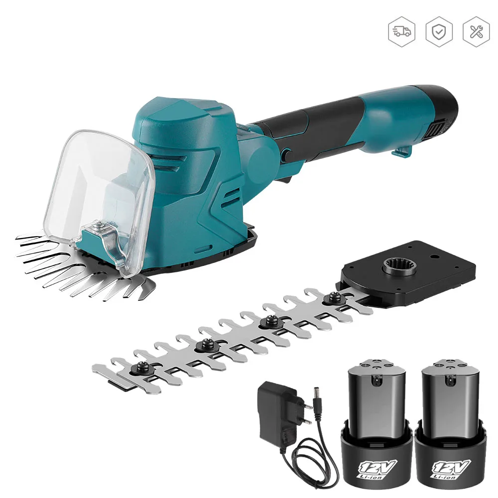 

2 IN 1 12V Electric Hedge Trimmer Cordless Handheld Adjustable Rechargeable Weeding Shear Pruning Mower Garden Tools