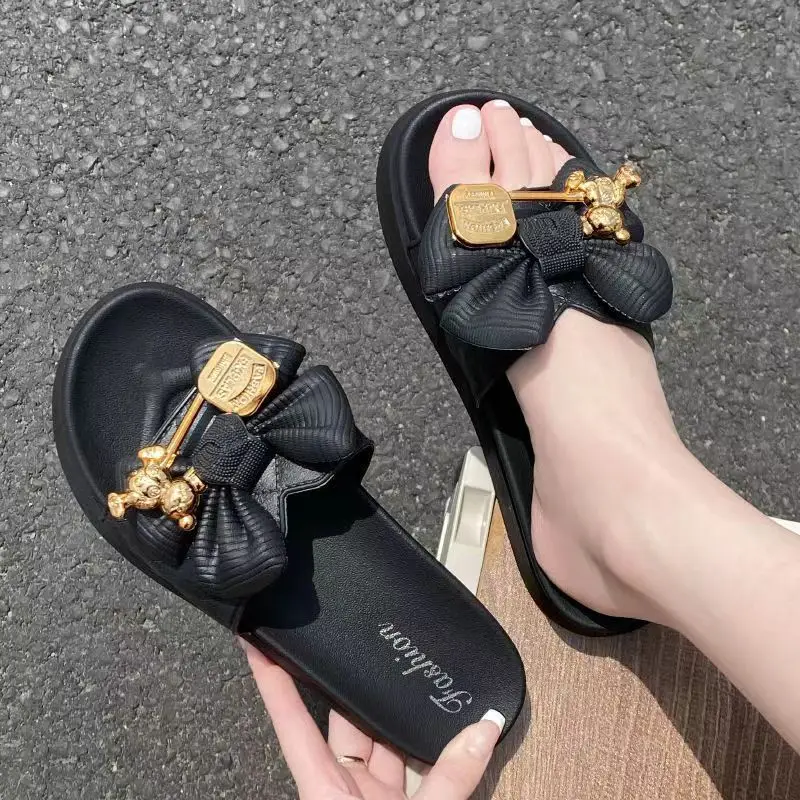 New Fashion Bowknot Women's Slippers Summer Women Slippers Indoor Outdoor Flip Flops Beach Shoe Home Non-slip EVA Slippers