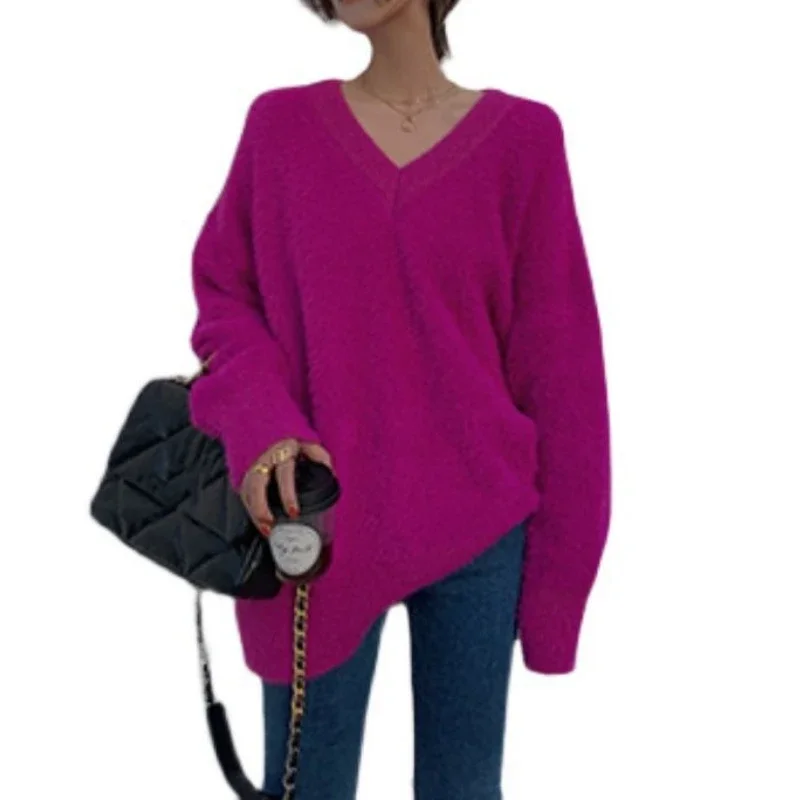 Пушистый свитер женская одежда на осень и зиму Y2k уличная норковый мягкий пуловер