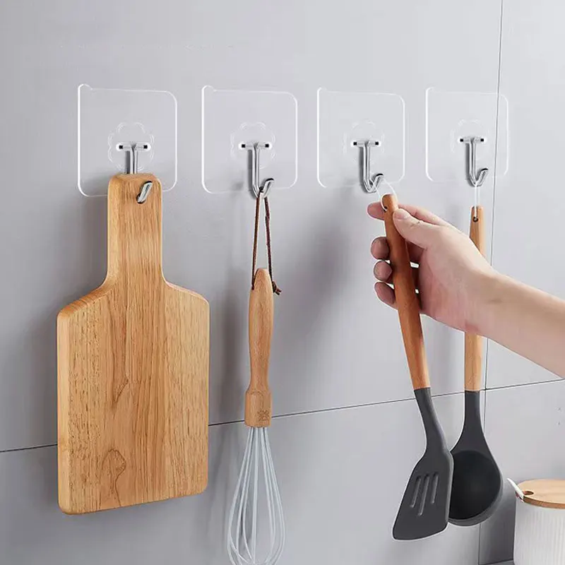 10 шт. прозрачные самоклеящиеся крючки из нержавеющей стали