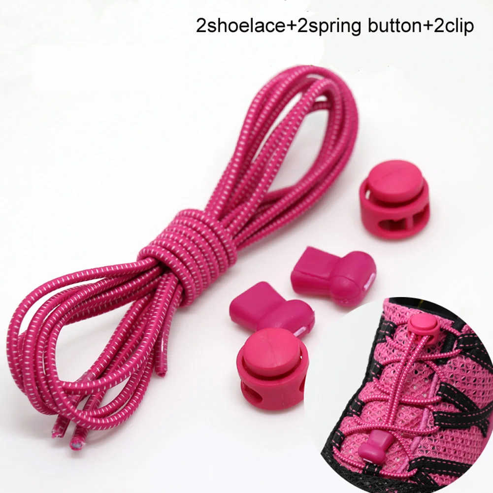 

1pair Shoelaces Elastic Stretching Lock Round Shoe Laces For Sneaker Children And Adult Safety Fast Lazy Shoes Lace Rubber