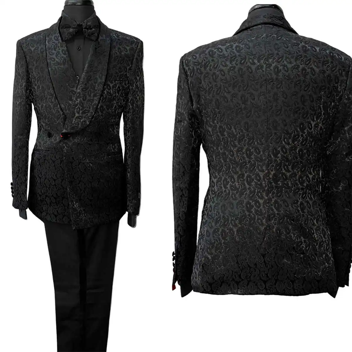 Костюм мужской из блейзера и брюк однобортный пиджак с воротником-шалью пряжкой