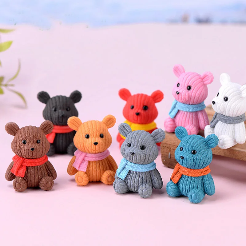 

Kawaii Room Decor Accessories Cute Plastic Teddy Bear Miniature Fairy Easter Animal Garden Figurines Home Decor Resin Charms