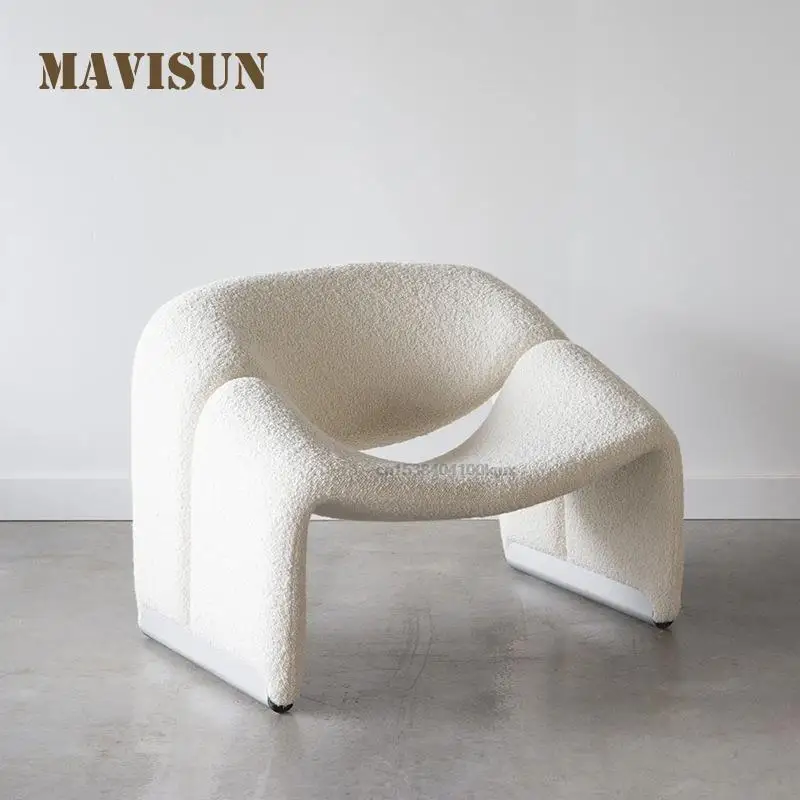 

Designer Single Sofa Leisure Retro Northern Europe Living Room Simple Chair Modern Velvet Creative White Recliner Crab Chairs