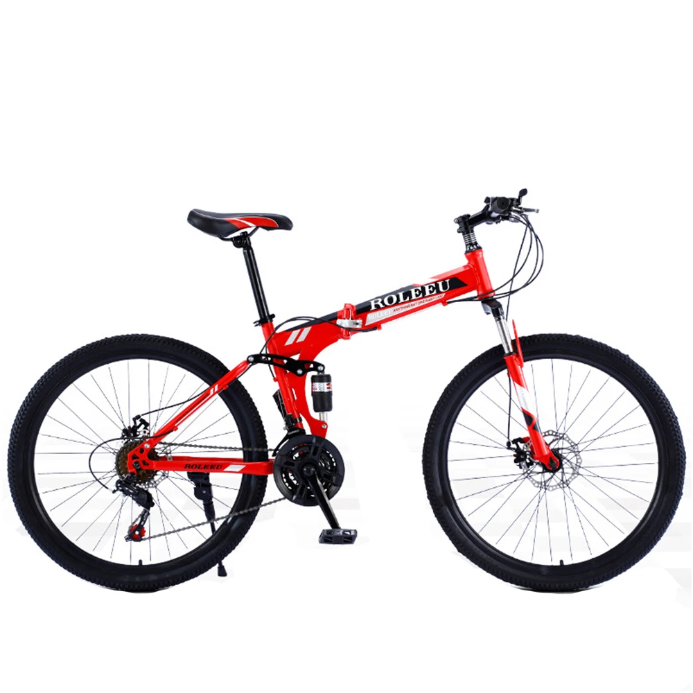 

Mountain Bike 24 Inch Bike Folding Double Disc Brake Carbon Steel Frame Sturdy And Durable Off Road Wear Resistant Tire Safety