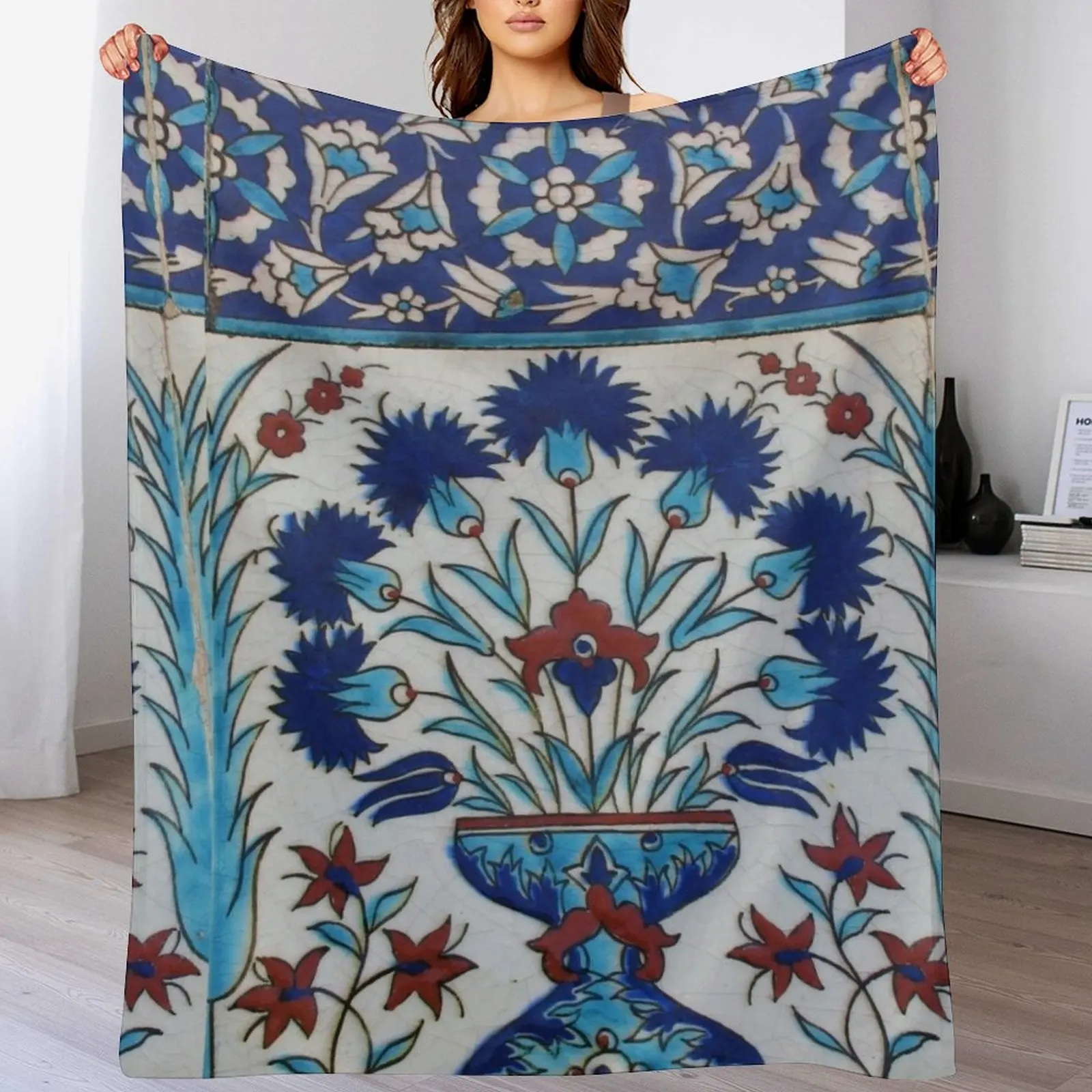 Турецкое одеяло Iznik с цветочным узором декоративное для дивана тонкие одеяла