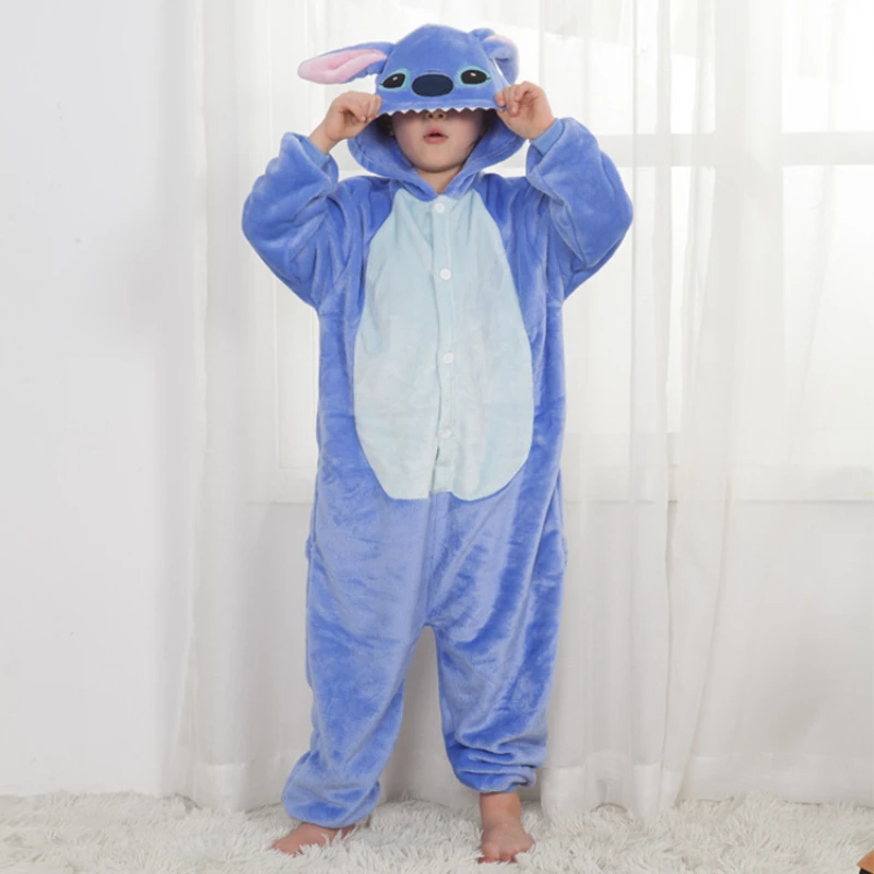 

Детские пижамы Disney Stitch, детские пижамы с милыми животными из мультфильмов, детские комбинезоны, костюм для мальчиков и девочек на зиму, косплей, комплект одежды для сна