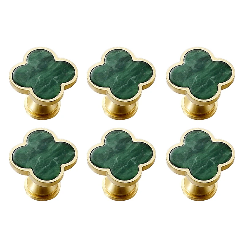 

6Pcs Clover Knob Creative Cabinet Drawer Knob For Dresser Wardrobe Pull Single Hole Door Knob