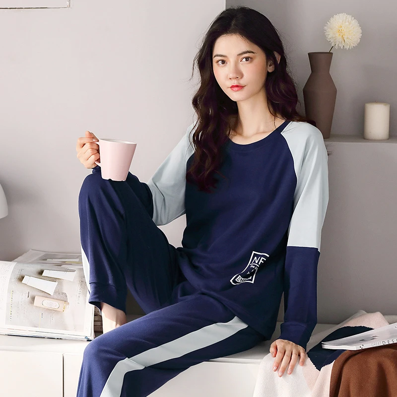 Spring Summer Pijiama 2 Pieces Sets Sexy Sleepwear Long Pijama Mujer Cute Pyjama Pour Femme Cotton Pajama Set Colorful Loungwear