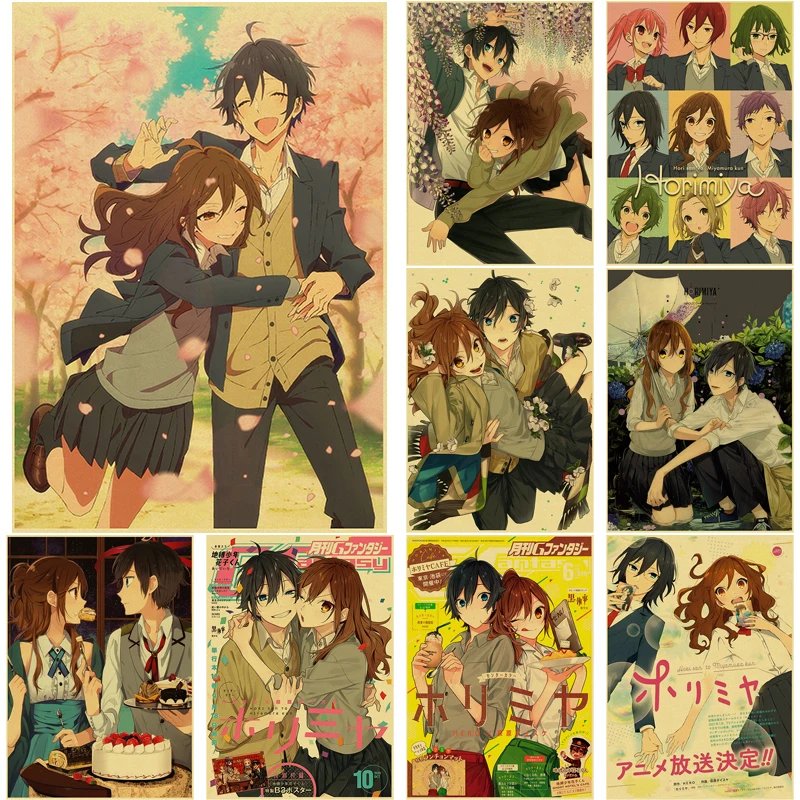 Аниме Horimiya Ретро постеры манга Kyoko Hori Kakeru Sengoku принты винтажные эстетические для дома комнаты бара кафе художественное настенное украшение живопись Аниме Horimiya Ретро постеры манга Kyoko Hori Kakeru Sengoku принты винтажные эстетические для дома комнаты бара кафе художественное настенное украшение живопись