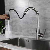 pull out black kitchen faucet hot cold mixer water tap 2 model rotatable retractable 304 stainless steel wash basin sink faucets