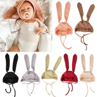 adjustable knitted baby hat cute rabbit long ear baby beanie cap elastic waffle girl bonnet for easter newborn photography props