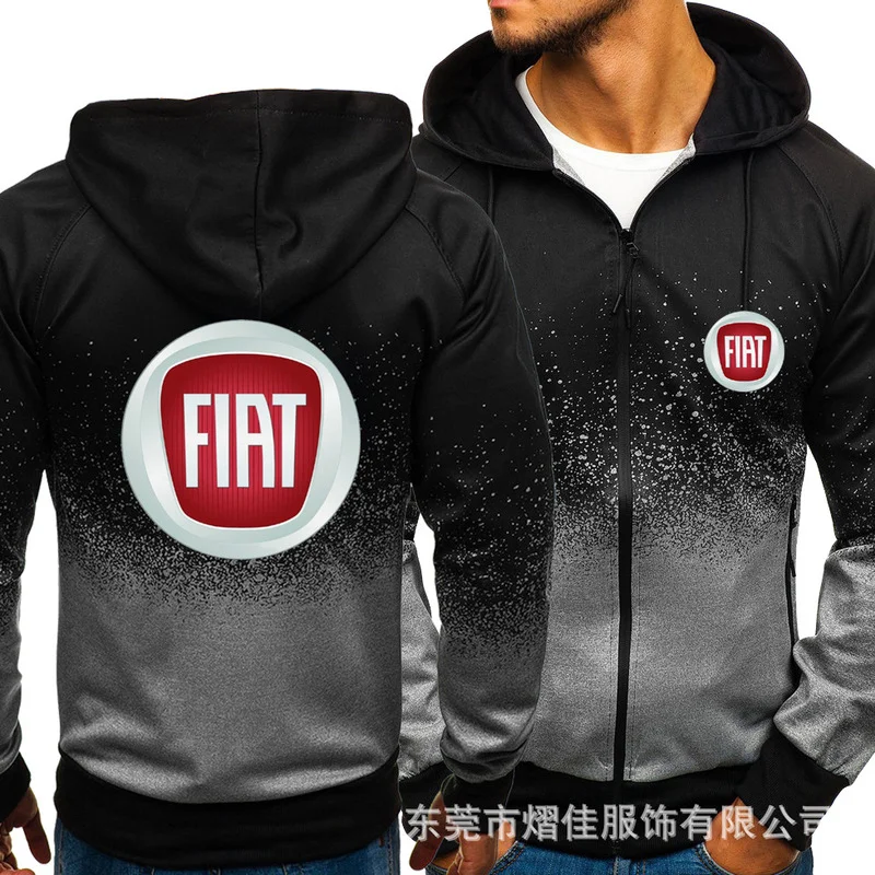 

Fashion Men's Hoodies Fiat Casual Harajuku Gradient color Cardigan Coat Mens Fleece Outdoor Sweatshirts zipper Jacket