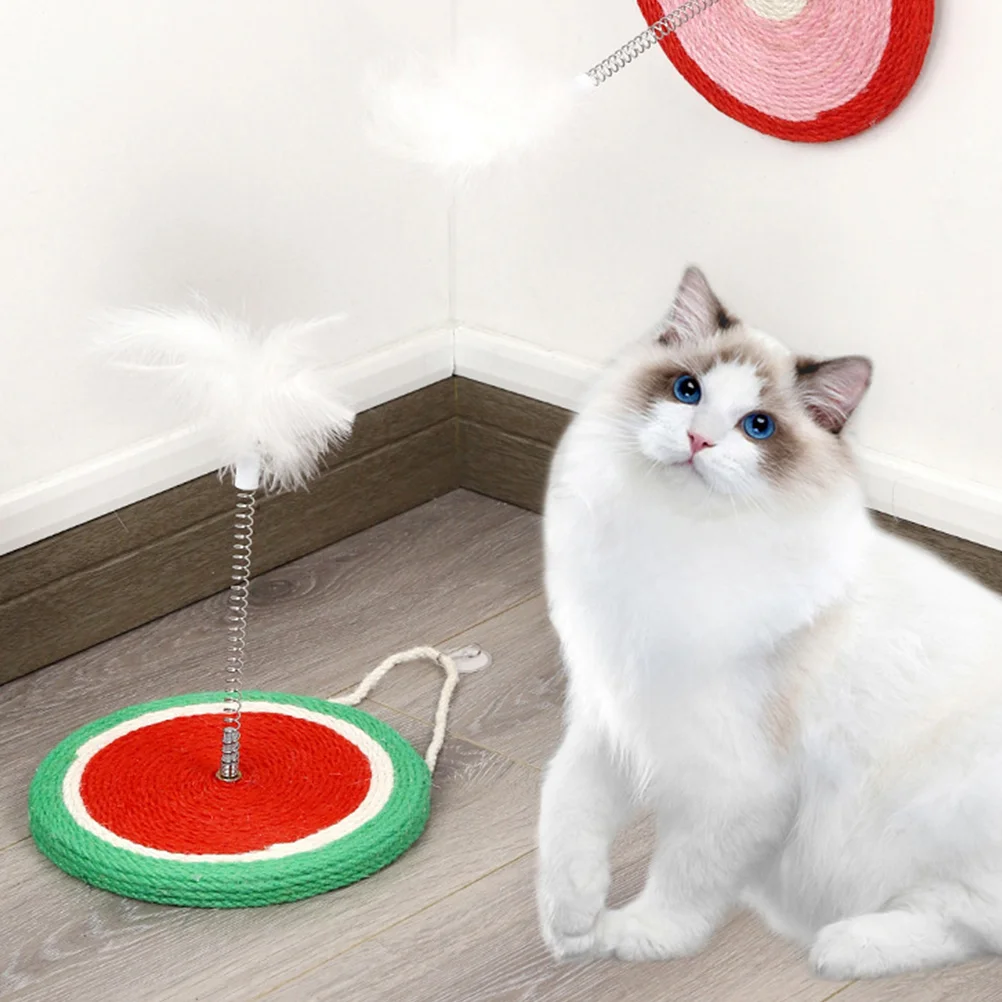 

Cat Toy Scratcher Pad Sisal Scratching Floor Toy Indoor Cats Kitten Physical Cat Teaser Toy