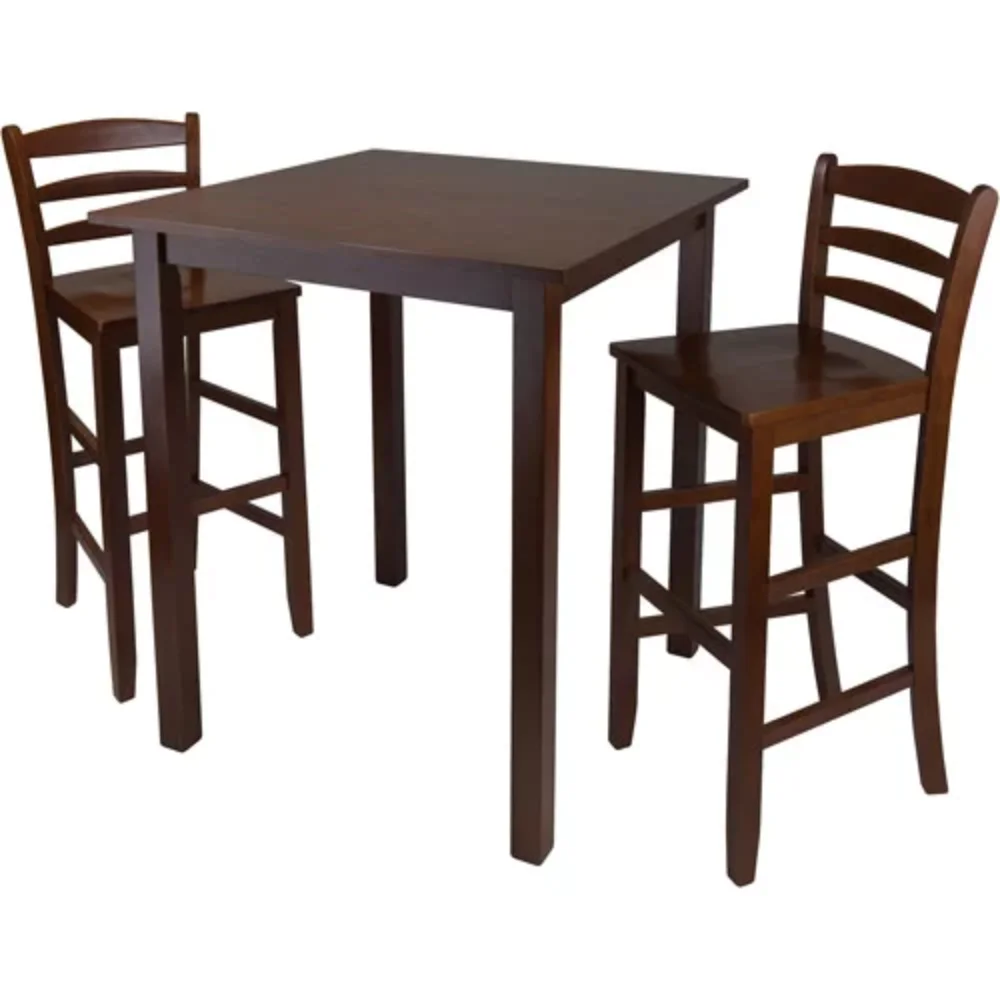 

Parkland 3-Piece High Dining Set with Ladder-Back Stools, Antique Walnut