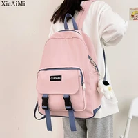 girls schoolbags student travel womens backpacks simple solid color large capacity youth school backpacks