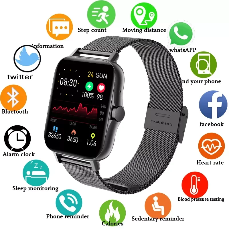 

Смарт-часы мужские с Bluetooth, фитнес-трекером и измерением температуры