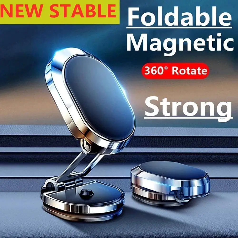 

Metal Magnetic Car Mobile Phone Holder Folding Magnet Cell Phone Stand In Car GPS Support For IPhone 360° Rotatable Mount