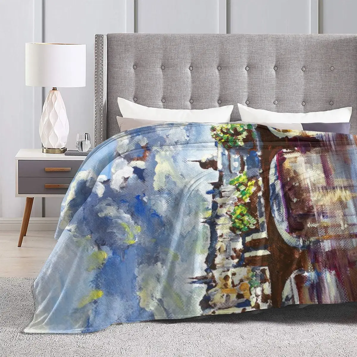 Прага весной — ультрамягкое одеяло из микрофлиса