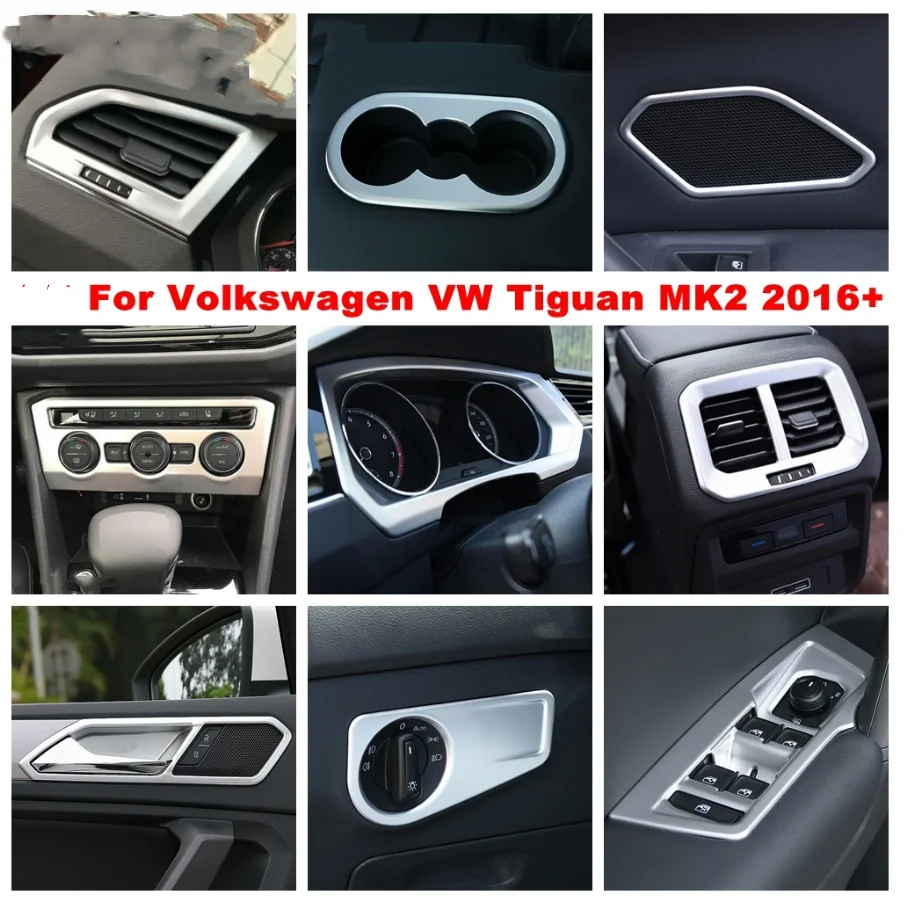 

For Volkswagen Tiguan MK2 2016 - 2022 Accessories Adjustment Window Lift Water Cup Holder AC Air Gear Shift Panel Cover Trim
