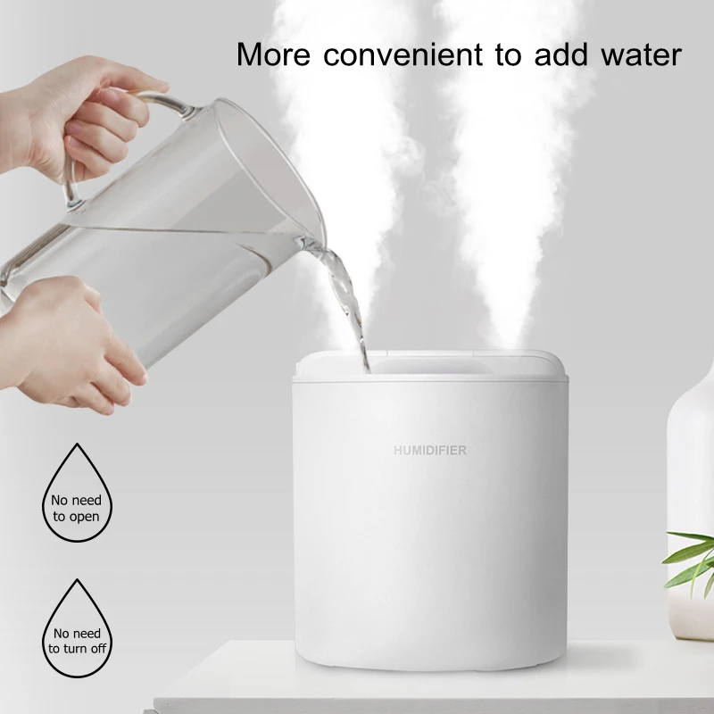 

USB Ultrasonic Air Humidifier Dual Nozzle Water Mist Maker Fogger 1L Large Capacity Aroma Essential Oil Diffuser for Home Office