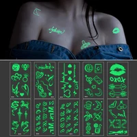 Tattoo Stickers Luminous Temporary Fake Tattoos Glow in The Dark Face Arm for Women Halloween Body Art Sticker for Club Party
