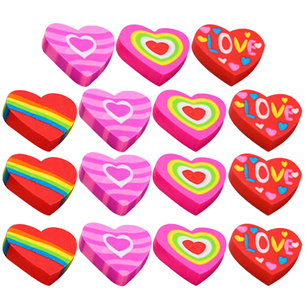 

48 Pcs Heart Eraser Small Erasers Mini Colored Pencils Kids Fun Students Bulk Tpr Gifts Pupils
