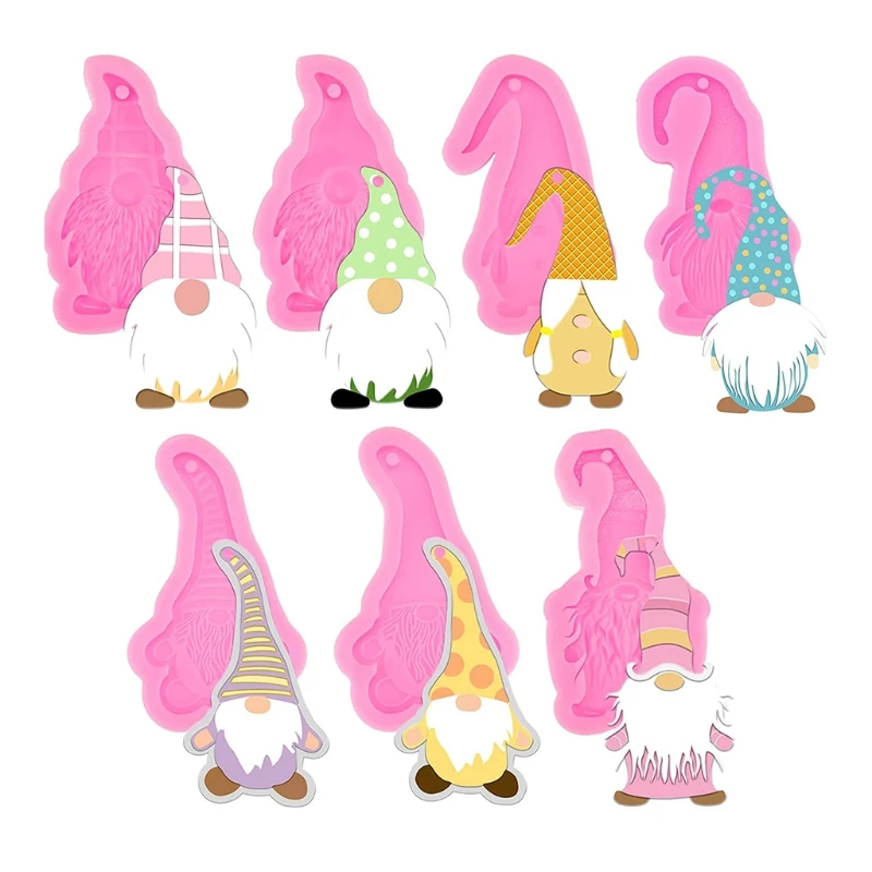 

Q81D DIY Santa Claus Little Dwarf Silicone Epoxy Mold DIY Keychain Pendant Jewelry Crafting Mould for Christmas Love Gift